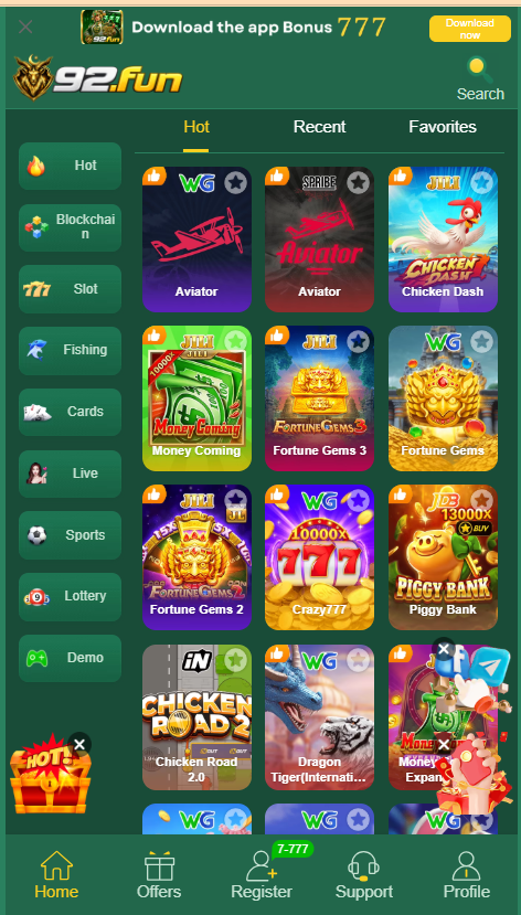 Fun92 Game Home Screen