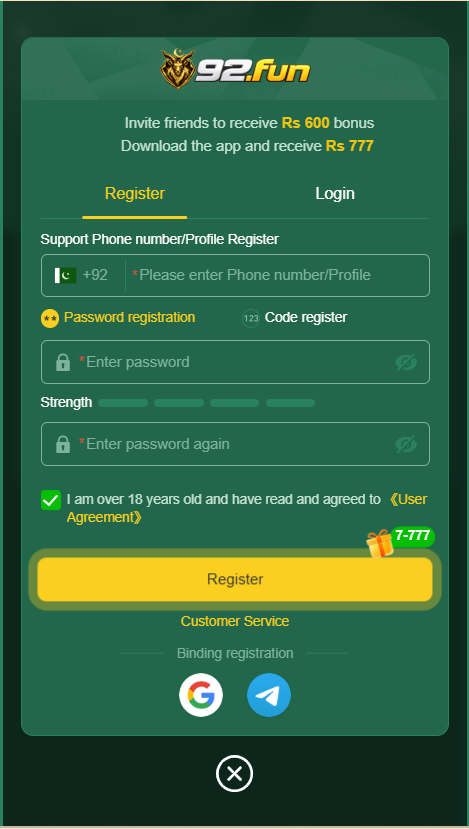 Fun92 Game Home Screen