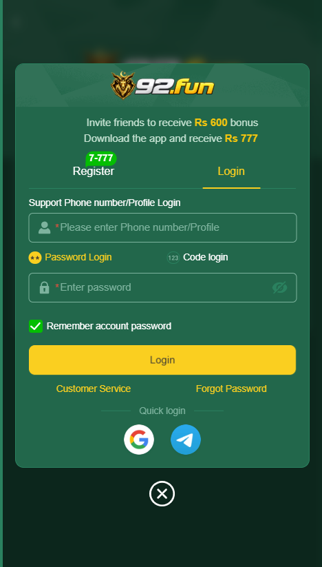 Fun92 Game Home Screen