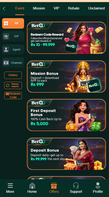 Betqq Game Home Screen