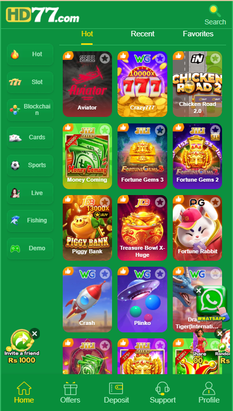 hd77 Game Home Screen