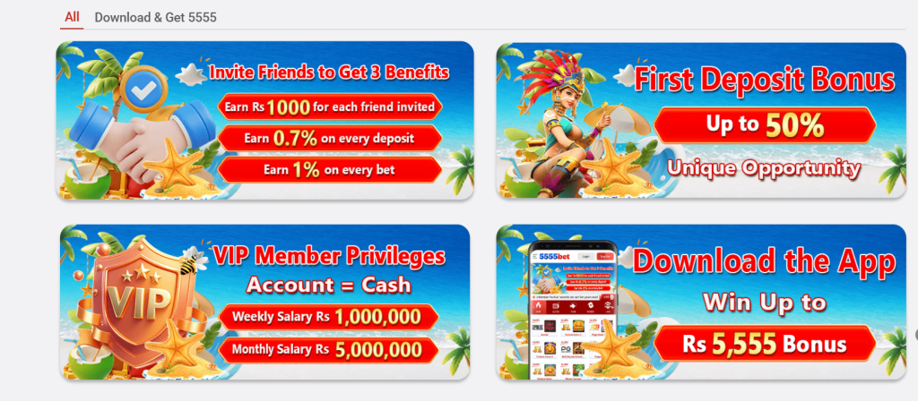 5555Bet Game Home Screen